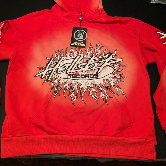Hellstar Hell Star Studios Records Red Hoodie - Men’s Size L Large - Picture 6 of 9